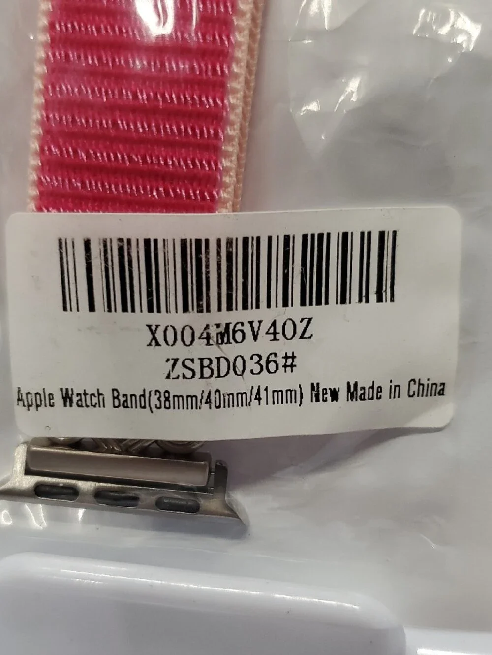 Apple Pink Woven Nylon Apple Watch Band with Silver Adapters
